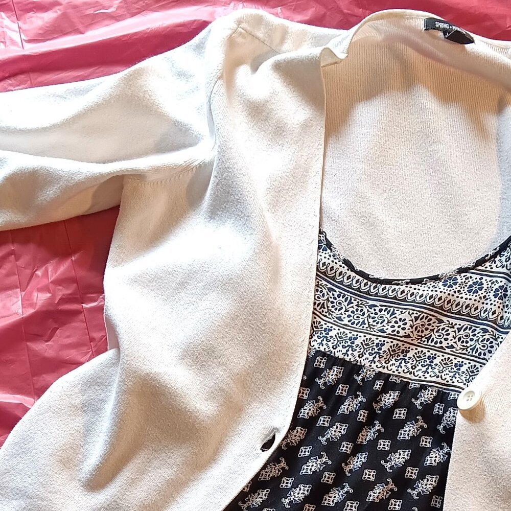 B&W CLASSIC COTTAGECORE EAGLE OUTFITTERS SUN DRESS A-LINE FLOWING, M. W/SWEATER